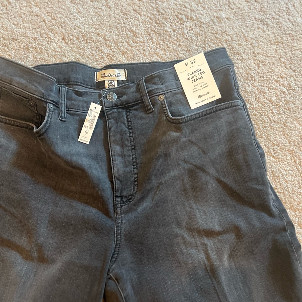 Madewell Flared Wide-Leg Gray Jeans